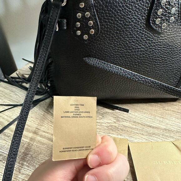 Burberry Black Leather Baby Banner Fringe Crossbody Shoulder Bag 100% Authentic - Picture 8 of 13